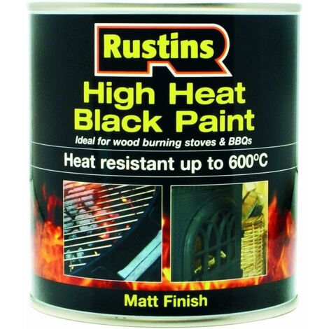 Rustins High Heat Paint 600C Black 250ml RUSH600BP250