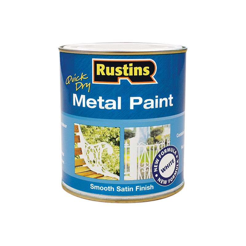 Rustins - MPWH250 Quick Drying Metal Paint Smooth Satin White 250ml RUSMPSSWH250