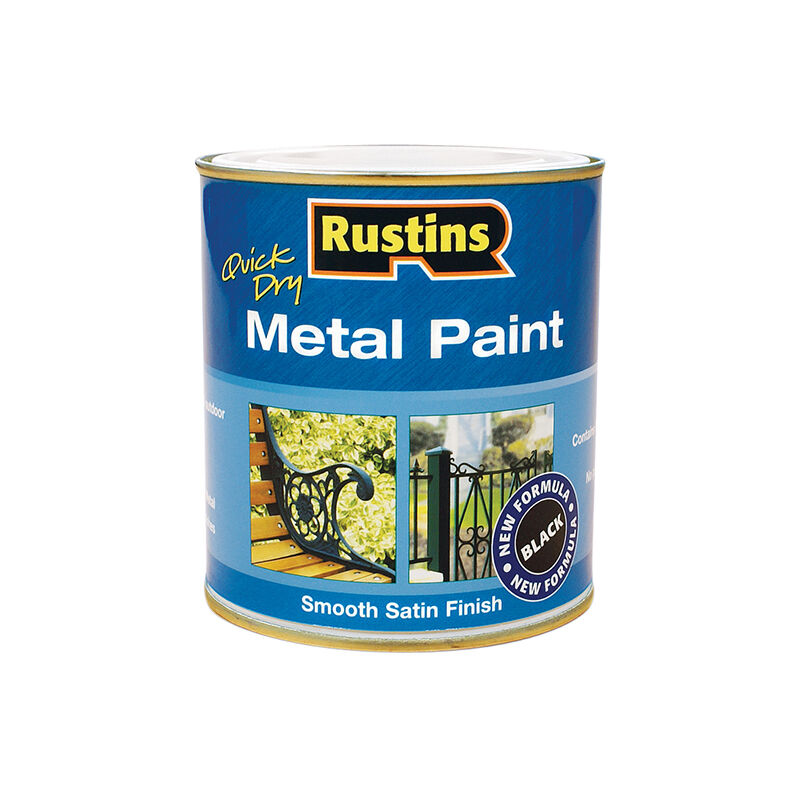 Rustins - MPBK250 Quick Dry Metal Paint Smooth Satin Black 250ml RUSMPSSBL250