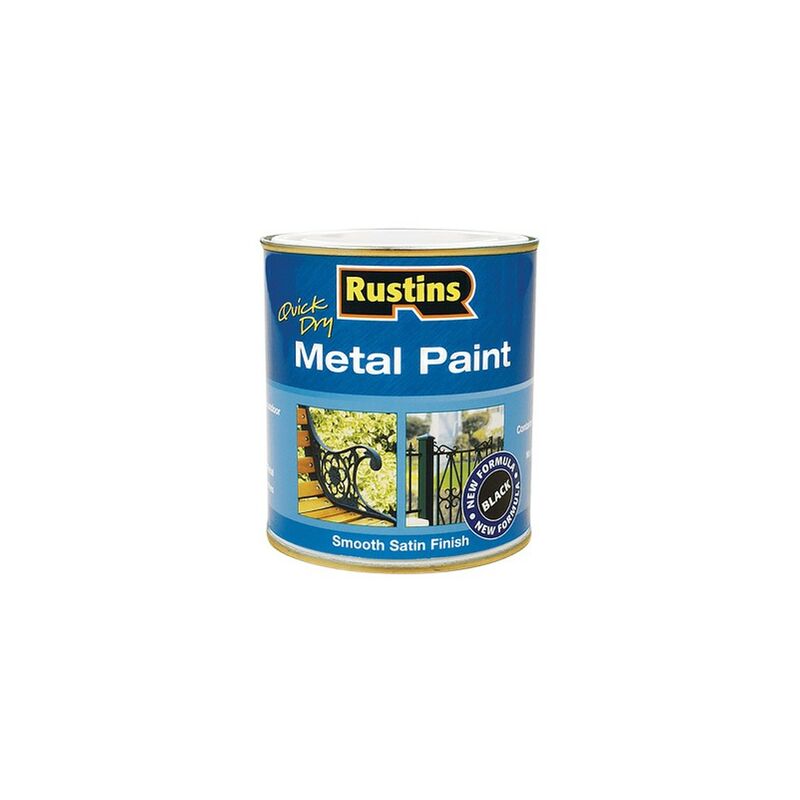 Rustins - Metal Paint Black Satin 500ml