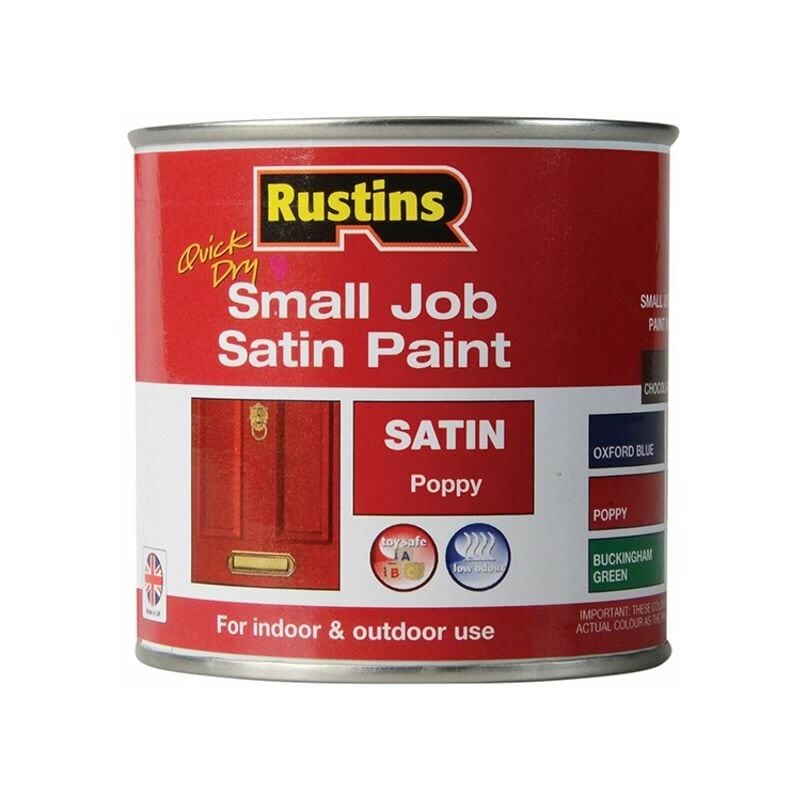 Rustins - Quick Dry Small Job Satin Paint Poppy 250ml - Red