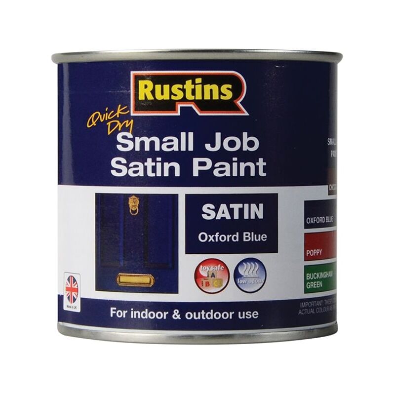 Rustins - Quick Dry Small Job Satin Paint Oxford Blue 250ml - Blue