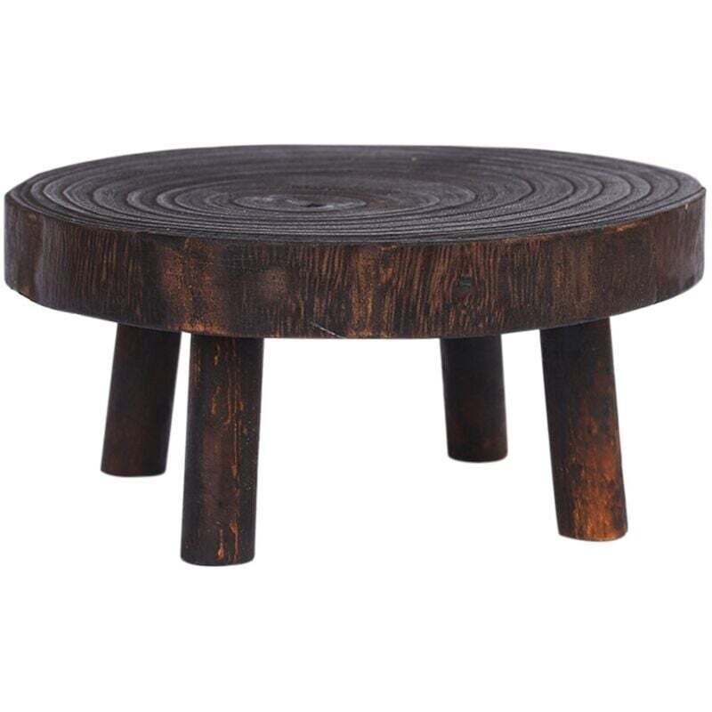 Piédestal Décoratif en Bois Rond Support pour Pot de Plante Intérieur Extérieur