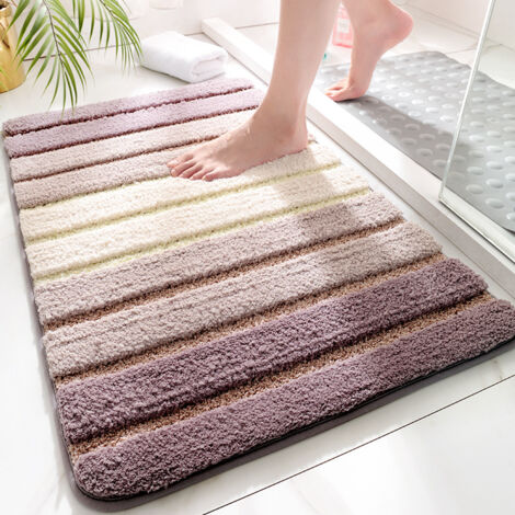 Rutschfeste Badematte, 40 x 60 cm, extra weich, maschinenwaschbar, saugfähig, beige