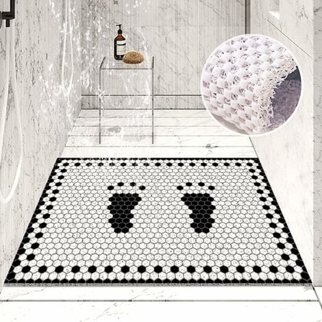 Rutschfeste Badematte, saugfähige Luffa-Duschmatte, schnell trocknende Bodenmatte mit Bodenmassage für Dusche und Badezimmer, 60 x 40 cm