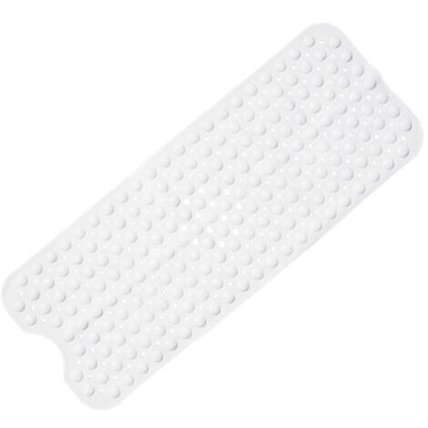 Rutschfeste Badewannenmatte, 101 x 40 cm, extra lange Duschmatte mit Anti-Rutsch-Effekt, schimmelresistent & maschinenwaschbar, Weiß