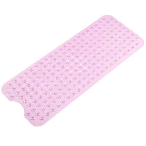 Rutschfeste Duschmatte 40 x 100 cm aus PVC mit Saugnäpfen, langer Streifen fürs Badezimmer, rosa