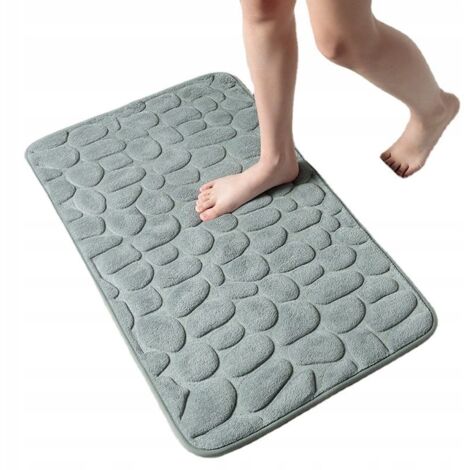 Rutschfeste Memory Foam Badezimmermatte Steine Dicker Teppich GRAU