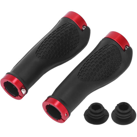Rutschfeste Mountainbike-Griffe aus TPR, ergonomisches Design mit Wabenstruktur und Metallseiten, rot