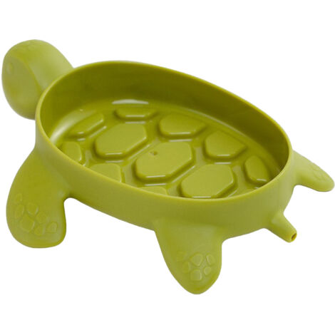 Rutschfeste Seifenablage in Schildkrötenform mit Abfluss, für Badezimmer oder Waschküche, Farbe: Grün.