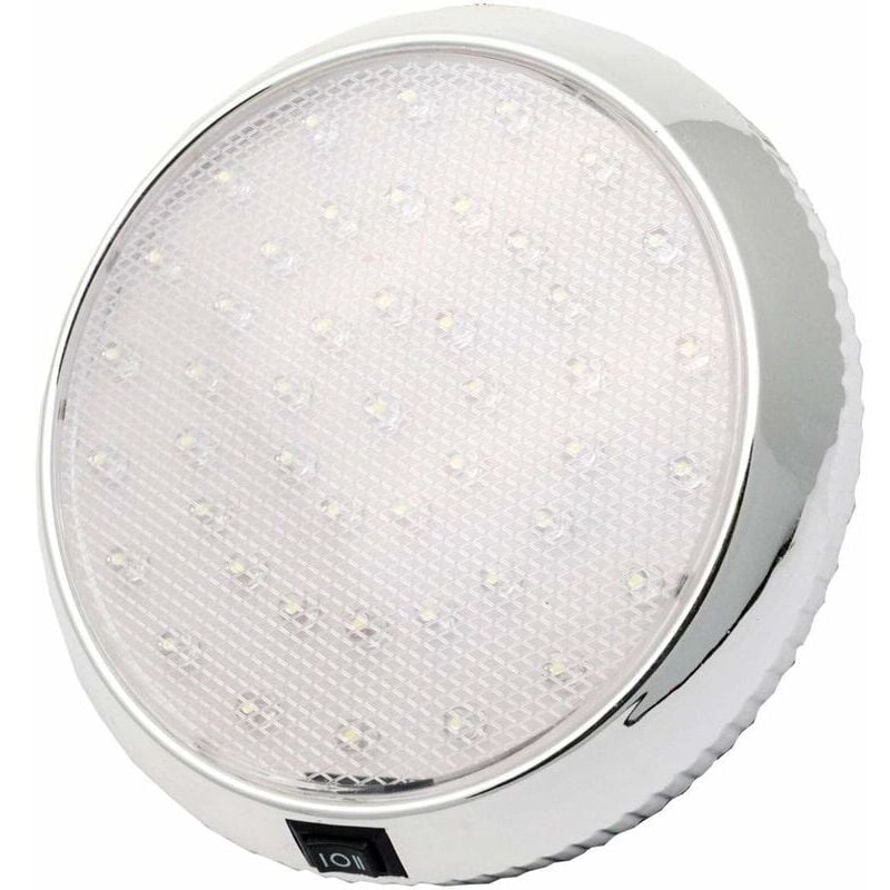 Hoopzi - rv Interior Light 12V led Ceiling Dome Roof Light on/off Switch for Camper Van Caravan Motorhome Boat Cold White, Chrome Surface