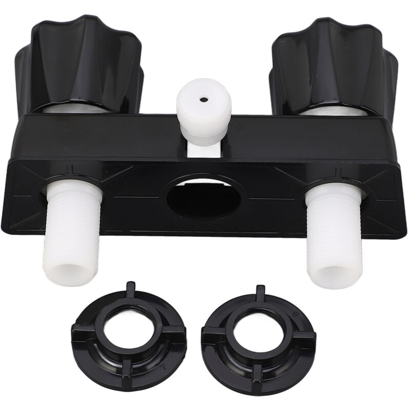 Rv Robinet de douche inverseur Contrôle de la valve de mélange de la douche avec 2 boutons Roue pour camping-car Noir