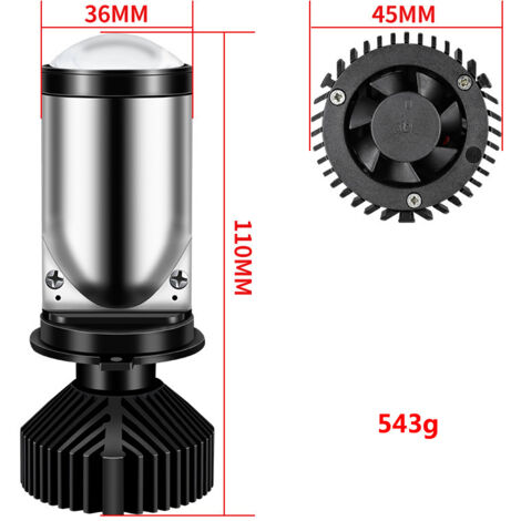 RV Y6H4 LED-Scheinwerfer mit integriertem Abblend- und Fernlicht, geeignet für Pkw und Motorräder, ultrahelle H4 Bi-Xenon-Linse mit integriertem Abblend- und Fernlicht, Aluminium in Flugzeugqualität
