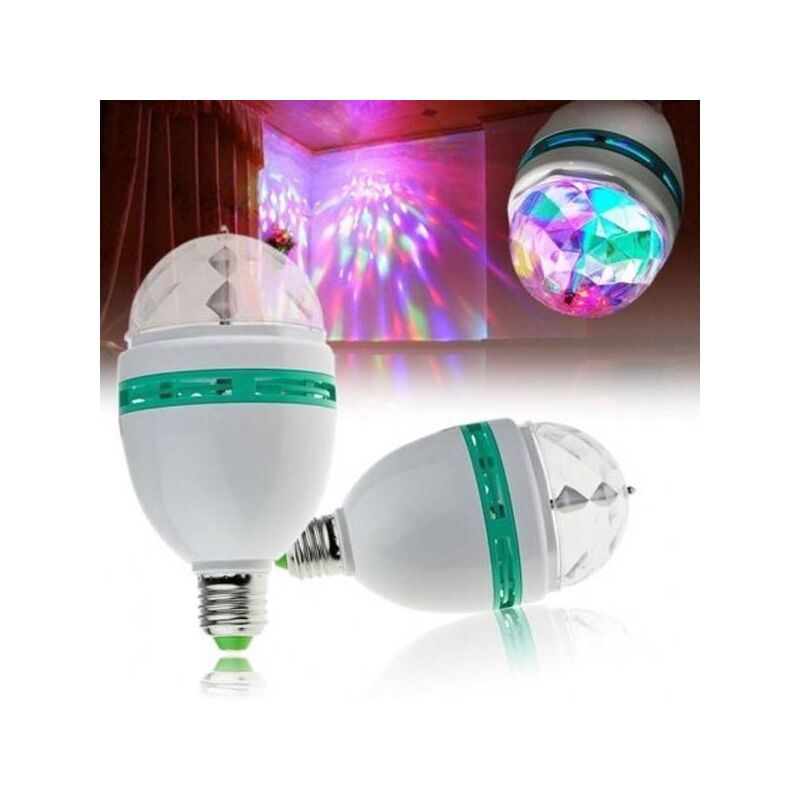 Trade Shop Traesio - Lampe Rotative Ampoule Rgb E27 Led Effets Lumineux Lumières Disco Fêtes De Noël