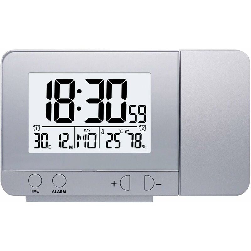 Aougo - Réveil numérique de projecteur avec Projection au Plafond alimenté par 2 Piles aaa (Non incluses) et câble de Charge pour Le Plafond des