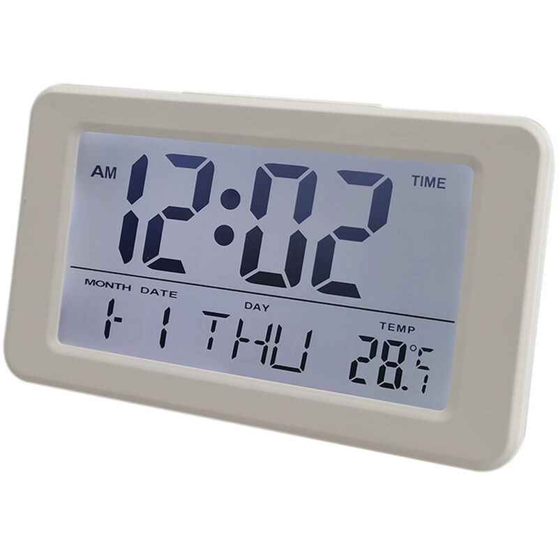 Tlily - RéVeil NuméRique lcd Affichage de la TempéRature et de L'Humidité Horloge Murale Portable avec -éClairage pour Blanc