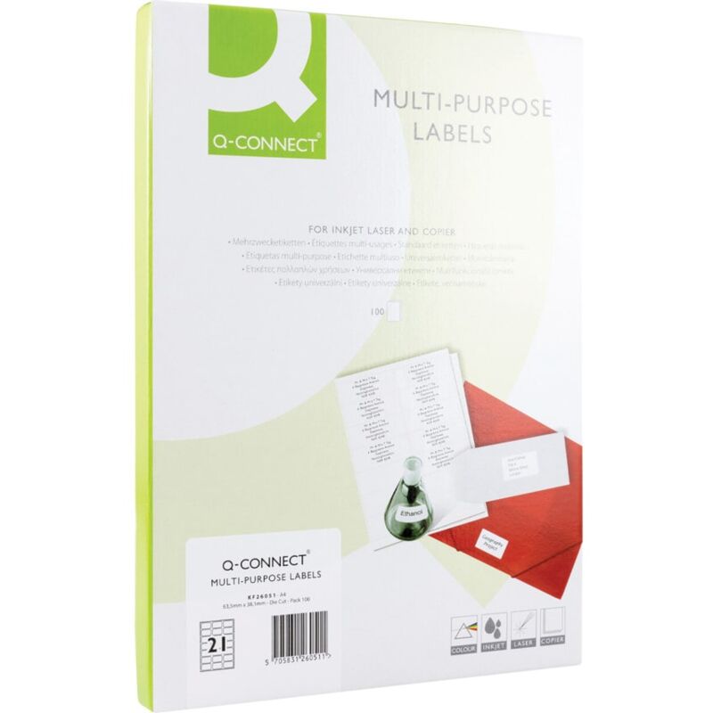 Qconnect KF26051 Multi-purpose Labels 63.5X38 White (Pack-100)