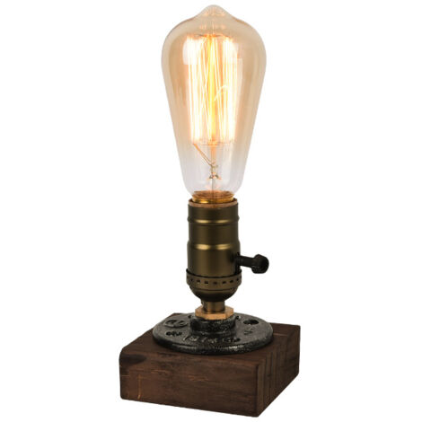 Rwoythk – Lampe à poser vintage steampunk pour ampoule E26 – Design industriel en fer – 9x9x13 cm – Cordon 70,8 pouces – Compatible ampoule Edison