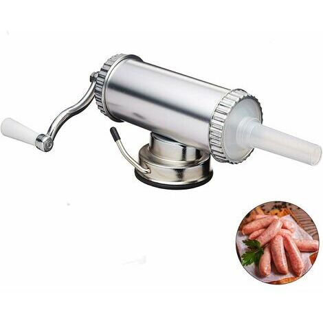 RxmuzW Machine à Saucisses, Horizontale Poussoir à Viande Machine de Remplissage de Saucisses en Acier Inoxydable avec 3 Tubes, Idéale pour la Cuisine Maison, Fabricant de Saucisses Capacité de 1.2L,