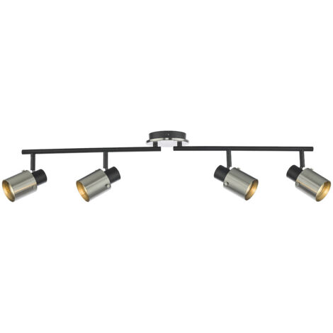 Ryan Spot 4 Barres Lumineuse Nickel Brossé Noir Mat