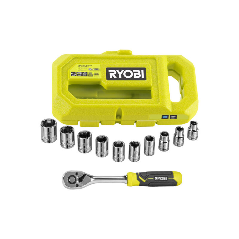 1/4' Ratchet & Socket Set (10pc) RHRS10PC - Ryobi