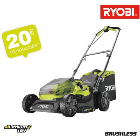  RYOBI 18V LithiumPlus cortacésped sin cepillo 37cm - 1 batería 5.0 Ah - 1 cargador rápido - RY18LMX37A-150 