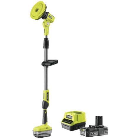 RYOBI 18V OnePlus spazzola telescopica - 1 batteria 2.0Ah - 1 caricatore R18TPS-120G