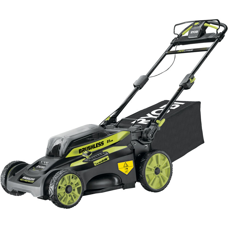 

RYOBI - Cortacésped con tracción 36V - motor sin escobillas / BRUSHLESS - Ø corte 51 cm - recogida y mulching - 1 batería Lítio+ 36V 6,0 Ah Max