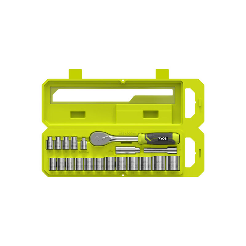 3/8' Ratchet & Socket Set (20pc) RHRS20PC - Ryobi