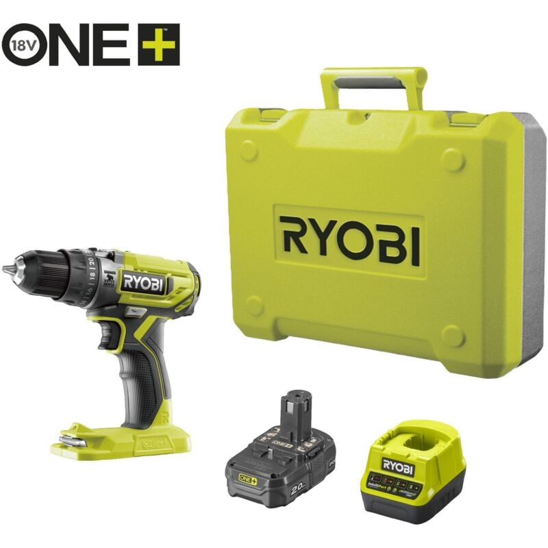 Image of Ryobi 18 V ONE+ Akku-Schlagbohrschrauber R18PD2-120B, 1x 2,0 Ah + Ladegerät im Koffer