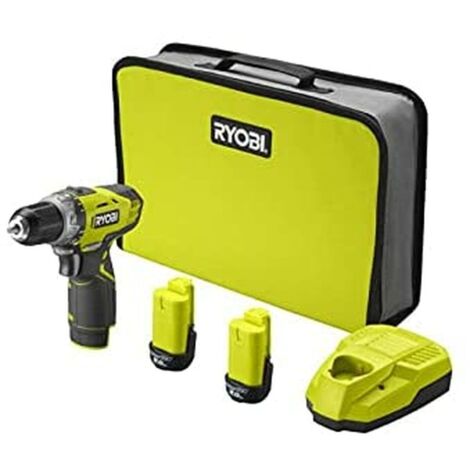 RYOBI - Akkuschrauber 12V - 1 Gang - 25 Nm - 24 Positionen - 10 mm Bohrfutter + 2 Batterien 2 Ah, Ladegerät & Tasche - RCD1201-220S