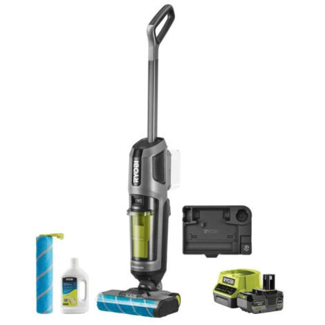 Ryobi – Aspirateur laveur balai 3 en 1 – Technologie brushless 18V – Autonomie 4,0Ah – Capacité réservoir 650ml – Débit d'air 710 l/min - RHFC18BL-1X40GL