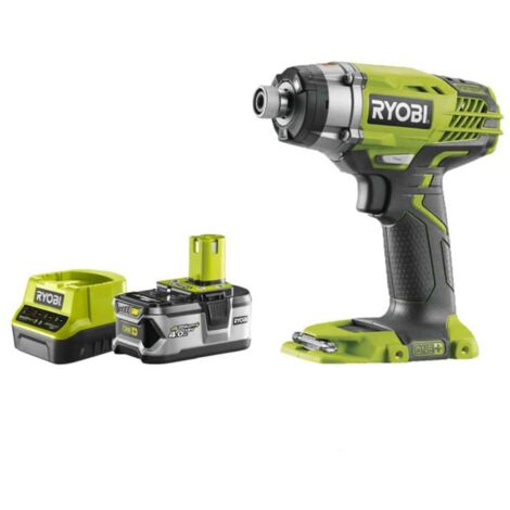 RYOBI - Avvitatore a impulsi RYOBI 18V OnePlus R18IW3-0 - 1 batteria da 4,0 Ah - 1 caricabatterie rapido RC18120-140 da 2,0 Ah