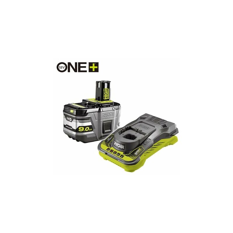 Pack 1 batterie Lithium+ High Energy 18V One+ 9.0 Ah avec chargeur rapide 5.0 a - RC18150-190 - Ryobi