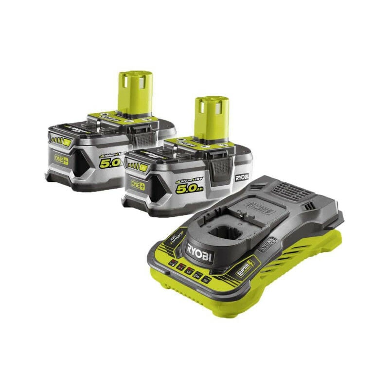 Image of Ryobi - Confezione 2 batterie 18V OnePlus 5,0 Ah LithiumPlus - 1 caricabatterie ultra veloce 5,0 Ah RC18150-250-250
