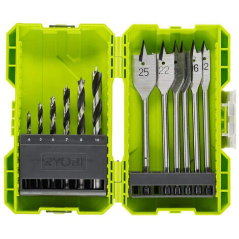 RYOBI Coffret antichocs empilable 12 accessoires de perçage bois RAK12SWD