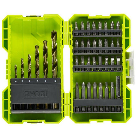 RYOBI Coffret antichocs empilable 38 accessoires de perçage-vissage - porte embouts RAK38SDD