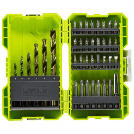 RYOBI Coffret antichocs empilable 38 accessoires de perçage-vissage - porte embouts RAK38SDD