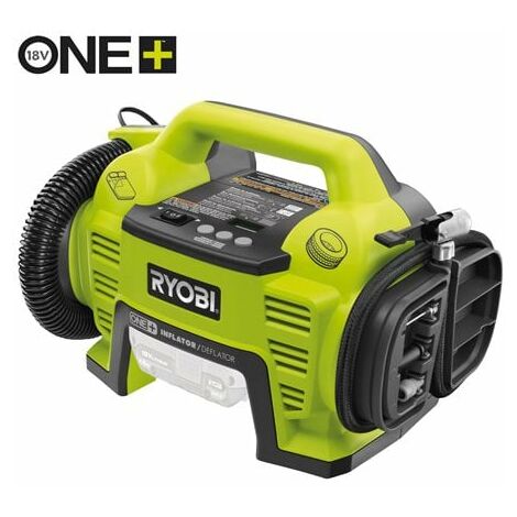 Ryobi – Compresseur gonfleur 18V – Pression max 10,3 bars – Débit 210 L/min – 3 embouts de gonflage inclus – Arrêt automatique - R18I-0