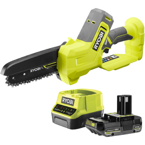 Ryobi – Élagueuse à batterie 15cm 18V – Coupe nette pour bois dur – Moteur 4,4 m/s – Autonomie 2Ah – Système de tension sans outil
