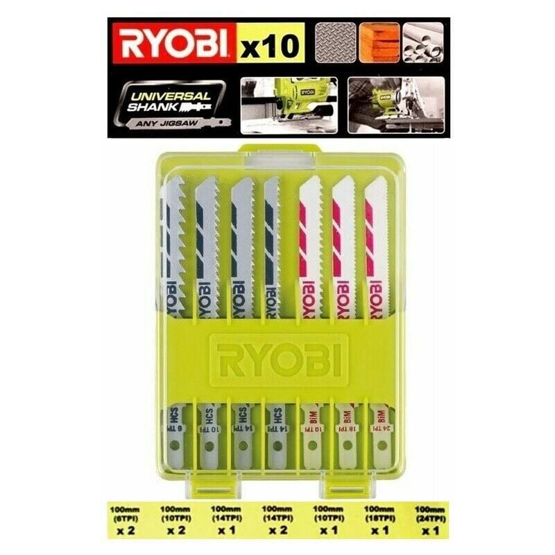 Image of Ryobi - set di 10 lame miste per seghetto alternativo universali 100 mm