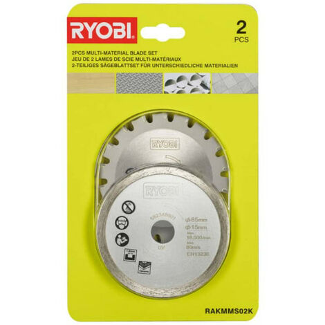 RYOBI Kit 2 lames bois/ métal + carrelage pour scie multi-matériaux - RAKMMS02K