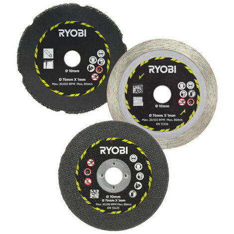 RYOBI Kit 3 disques pour meuleuse - 76 mm - RAKCOT03