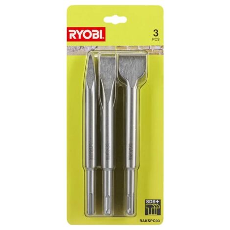 RYOBI - Kit de 3 buriles SDS+ (1 punta, 2 planos) - RAKSPC03