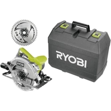 RYOBI - Kreissäge 1 600 W Laser + Koffer, 2 Sägeblätter 190 mm 24 & 48 Zähne, Parallelführung, Düse & Service-Schlüssel - RCS1600-K2B