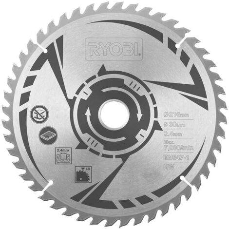 RYOBI Lame carbure pour scie à coupe d'onglets 216mm 48 dents SB216T48A1