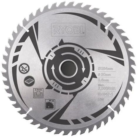 RYOBI Lame carbure pour scie à coupe d'onglets - 48 dents - 254mm - SB254T48A1