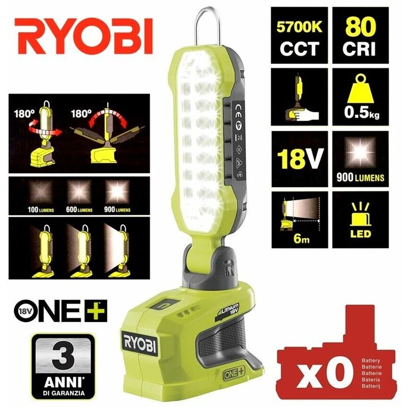Image of Ryobi - torcia lampada a led x aree di lavoro a batteria 18V (batteria esclusa)