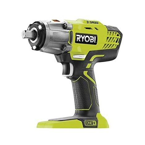 Ryobi - Llave de Impacto Eléctrica Sin Cable 18V ONE+ 400Nm - 3 Velocidades y 3 Pares de Apriete - Accesorio de Fijación Cuadrado 1/2" y Adaptador Hexagonal 1/4" - Inversor de Rotación - R18IW3-0