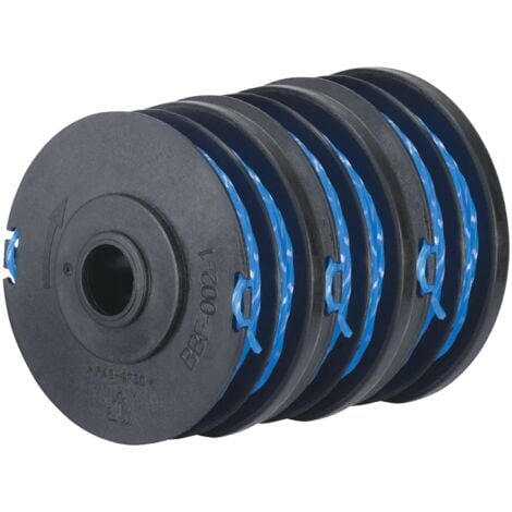 RYOBI Lot de 3 bobines double fil diamètre 1.65mm pour coupe-bordures électriques RAC123